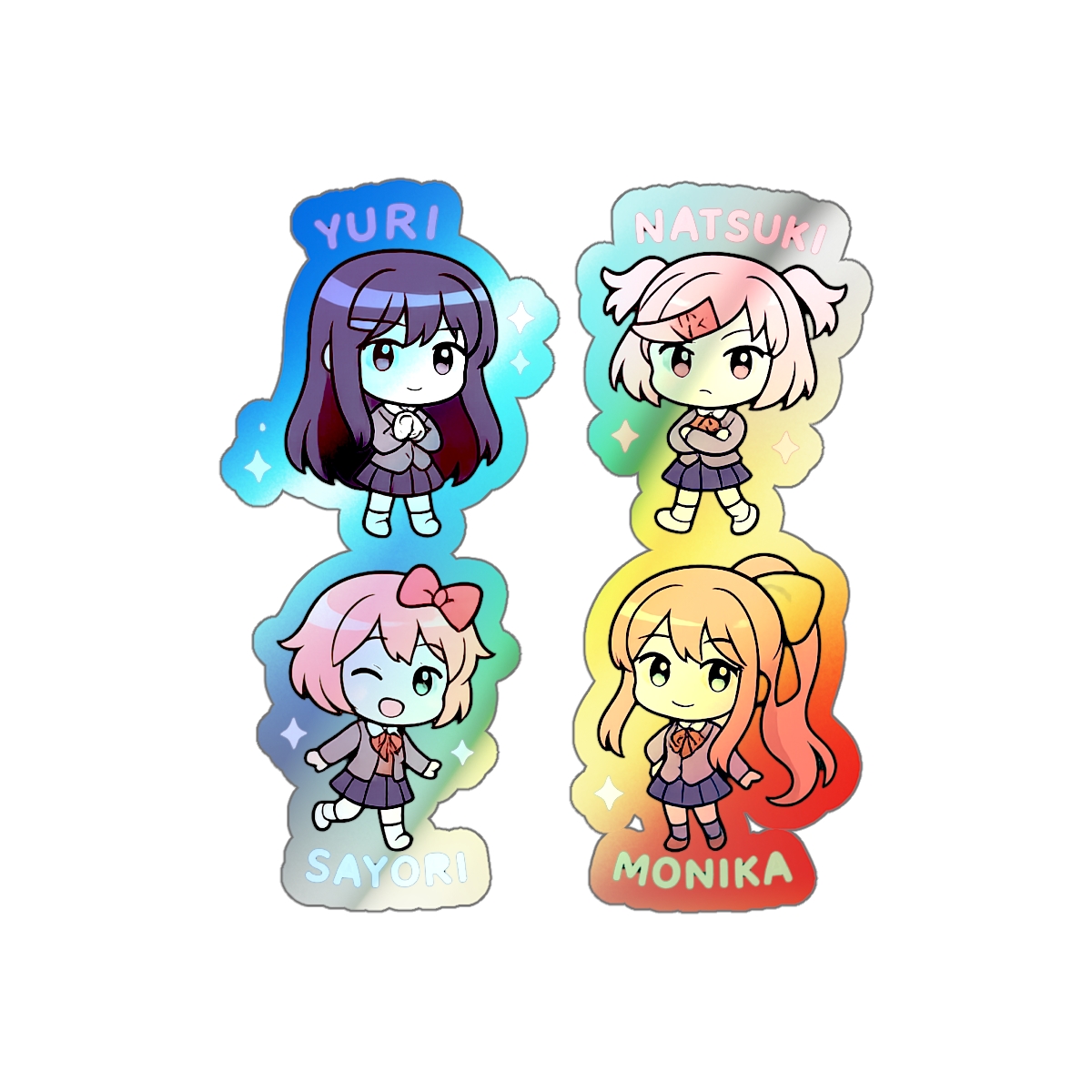 DDLC Holographic Stickers Yuri Natsuki Sayori Monika
