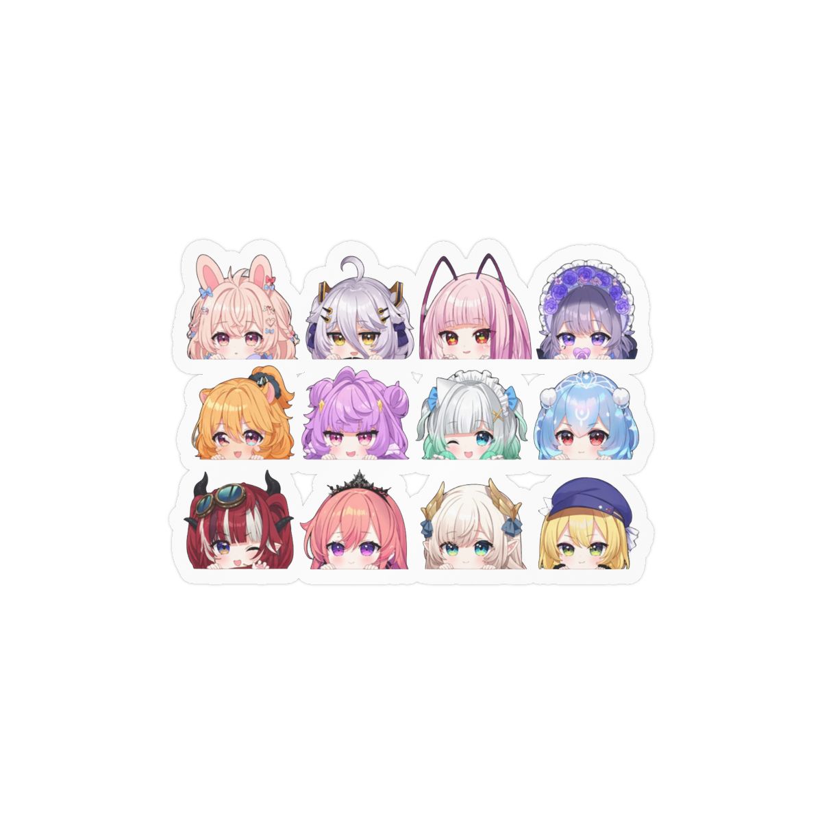 Cute Vtuber Peeker Stickers Sheet | Anime Vinyl Decals