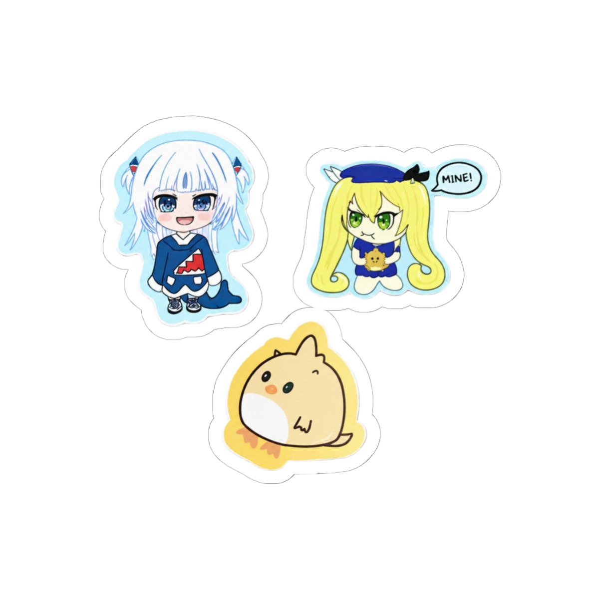 Gura, Dokibird Vtuber and Dragoon Matte Sticker - chibi, vtuber, gura sticker, gawr gura, kawaii, gawr gura sticker, gura, streamer, doki